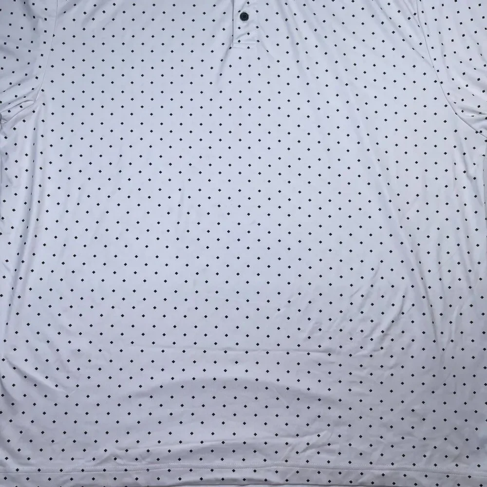 Rorie Whelan Polo Shirt Men's 2XL White Polka Dot Stretch Short Sleeve Golf‎